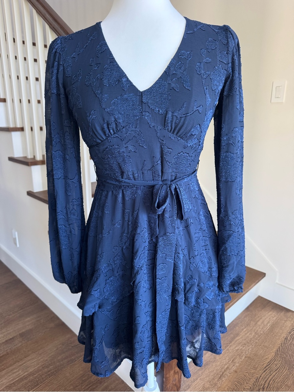 Mi Ami for Francesca’s Dress -  Navy Blue - Tiered Dres - Size S